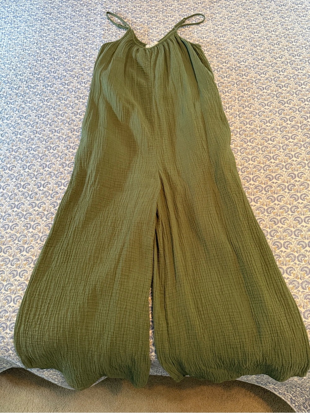 Z Supply Olive Wide-Leg Spaghetti-Strap Romper